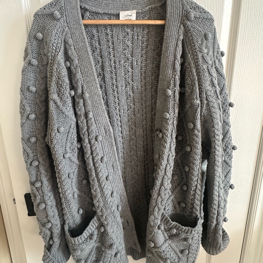 Wilfred Alps Gray Cable Knit Cardigan